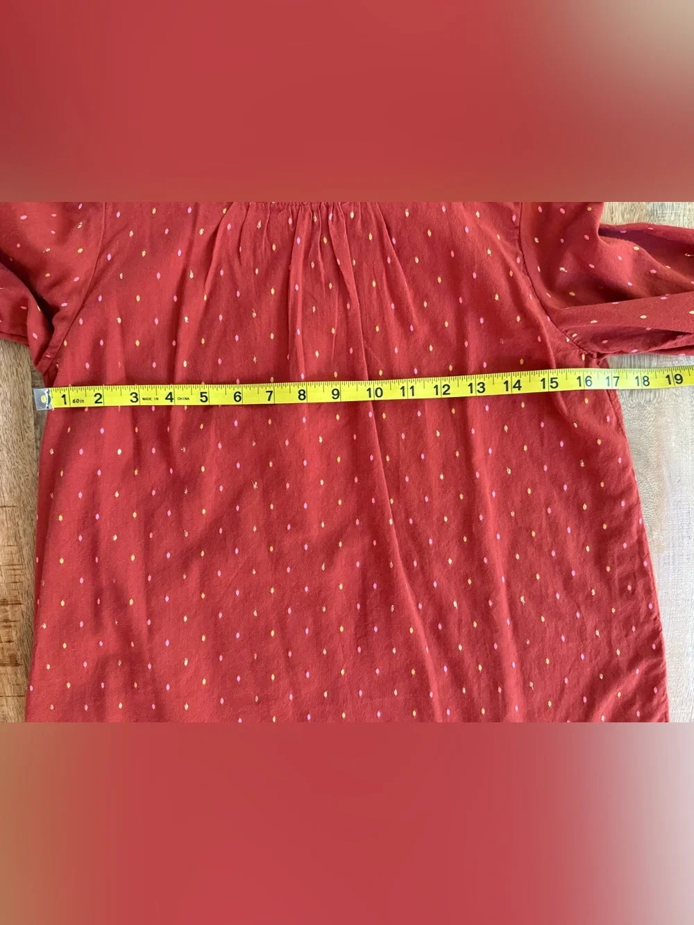 Cat & Jack Girls XL 14/16 Red Dot Print Long Sleeve Blouse Top